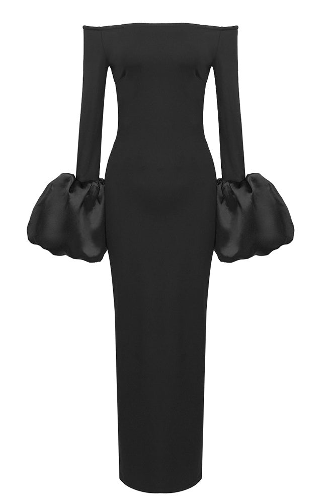 Mariana® | Solid-Colored Lantern-Sleeve Dress