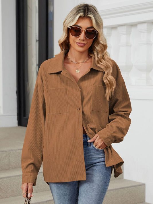 Ines | Long-sleeved outerwear with a button placket and dropped shoulders