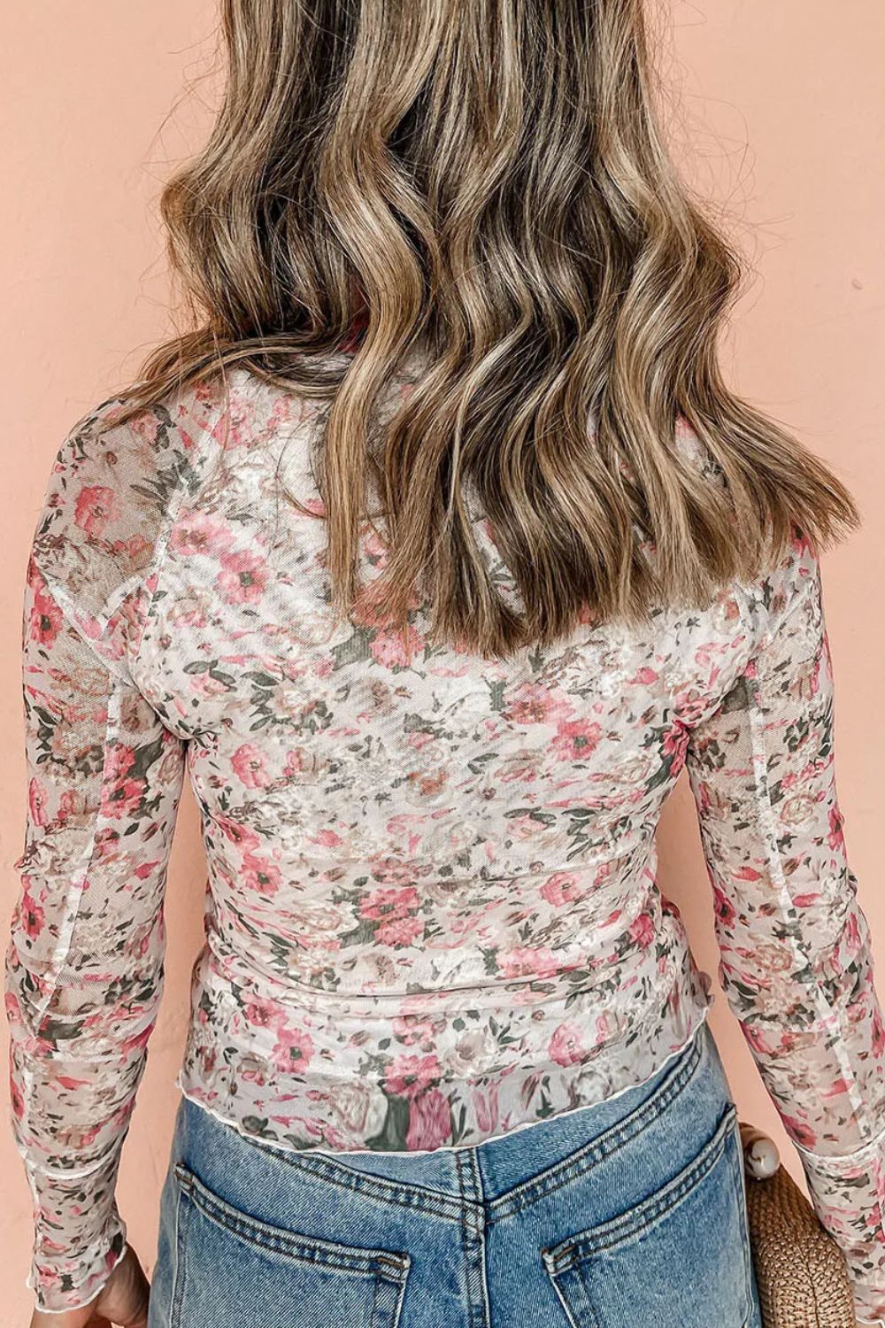 Rocio | Floral long-sleeved blouse with stand-up collar