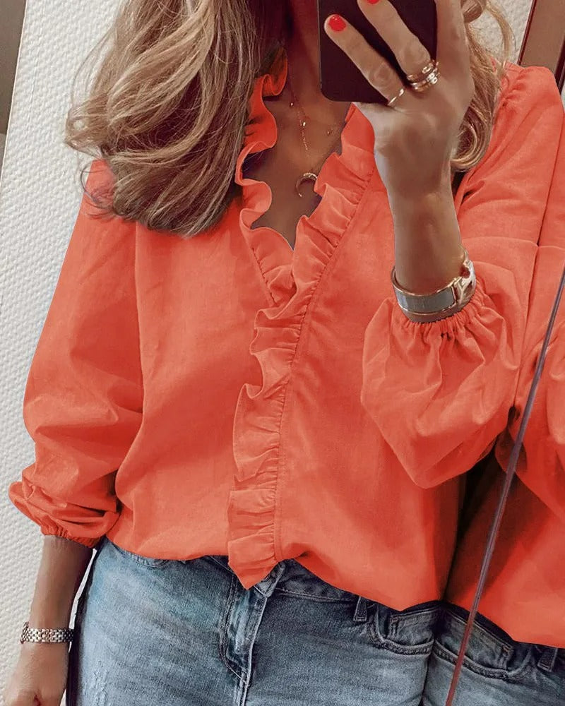 Kaitlyn® | Ruffle Neck Long Sleeve For Women