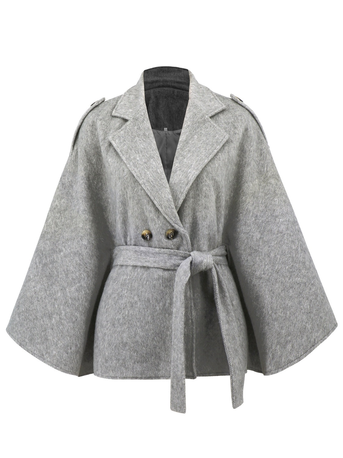 Rita | Double-breasted poncho with tie belt