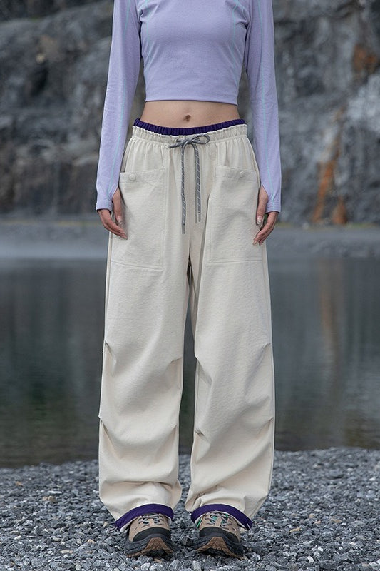 Colorful Quick Dry Cargo Wide Leg Cuffed Pants