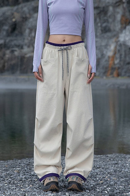 Colorful Quick Dry Cargo Wide Leg Cuffed Pants