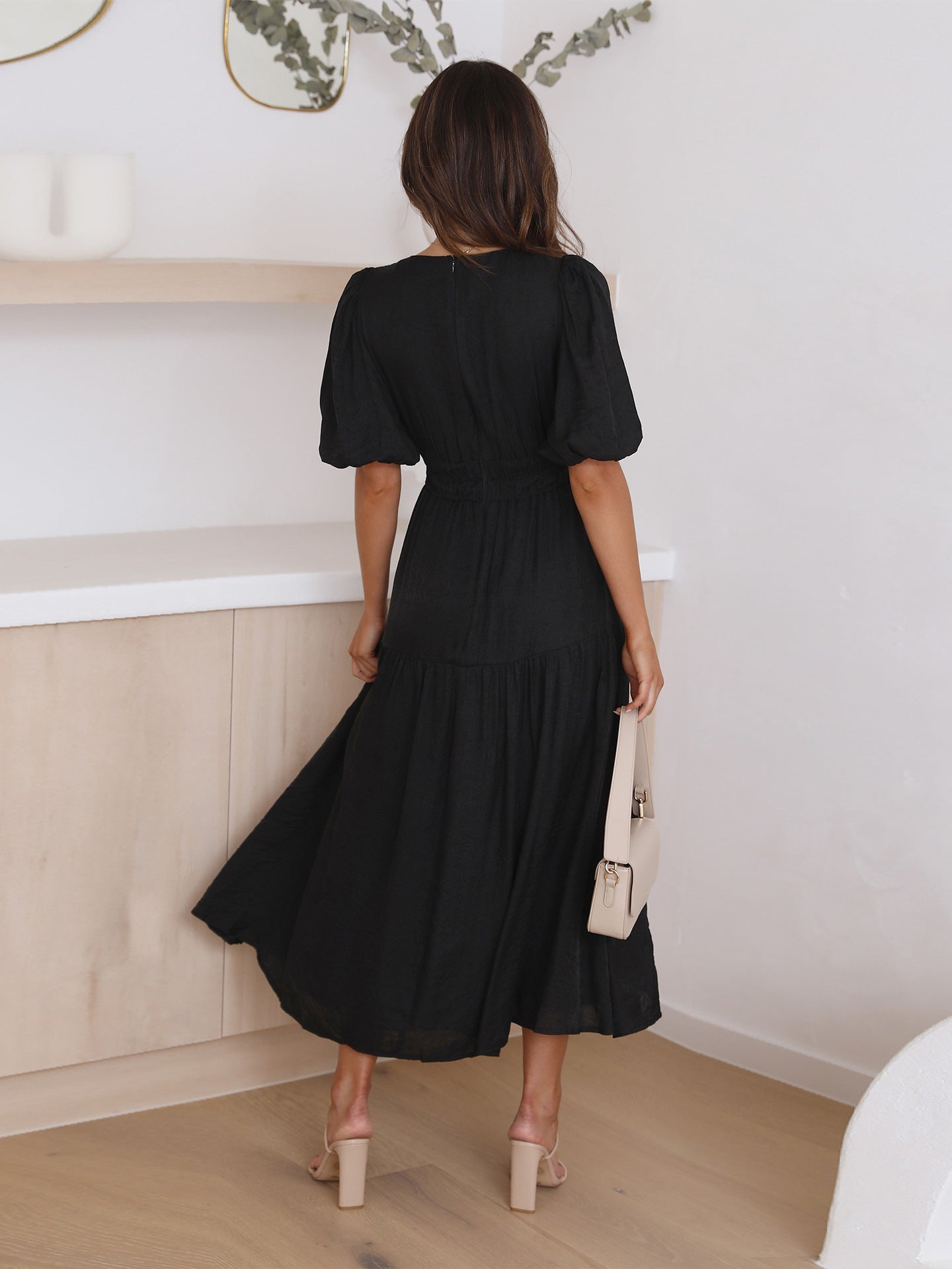 Nancy® | V-Neck Dress With Puff Sleeves