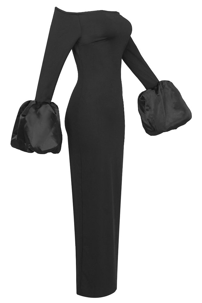 Mariana® | Solid-Colored Lantern-Sleeve Dress