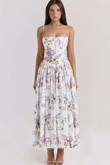 Elegant Gentle Floral Cami Fairy Maxi Dress