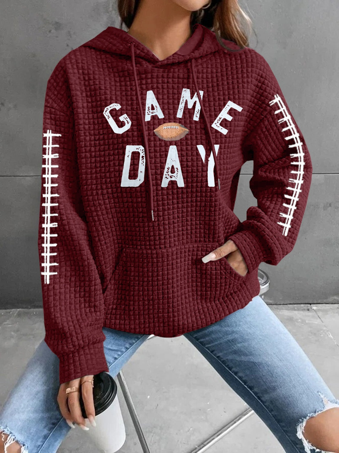 Geraldine | Drawstring football hoodie with long sleeves