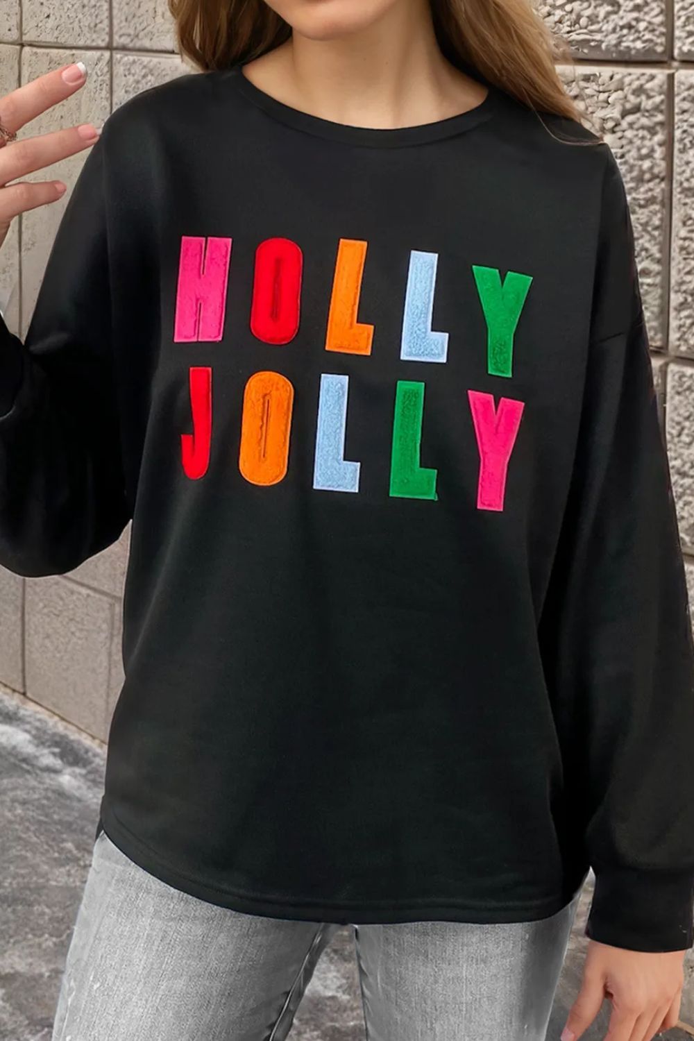 Hannelore | HOLLY JOLLY crew neck long sleeve top