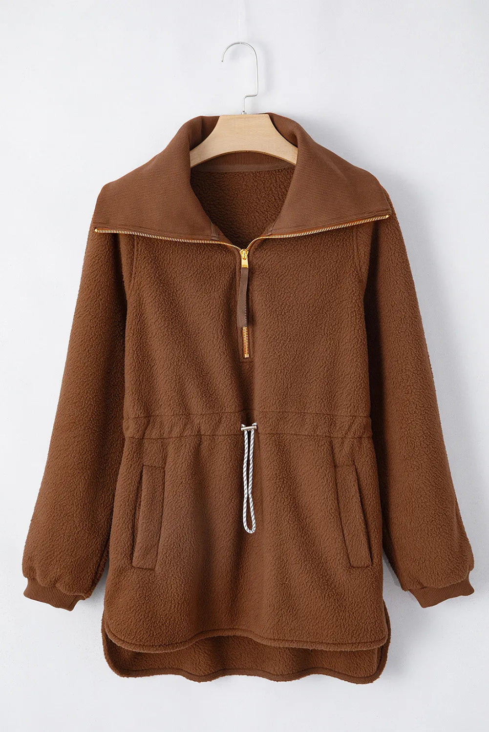 Yolanda | Long sleeve drawstring half zip sweatshirt