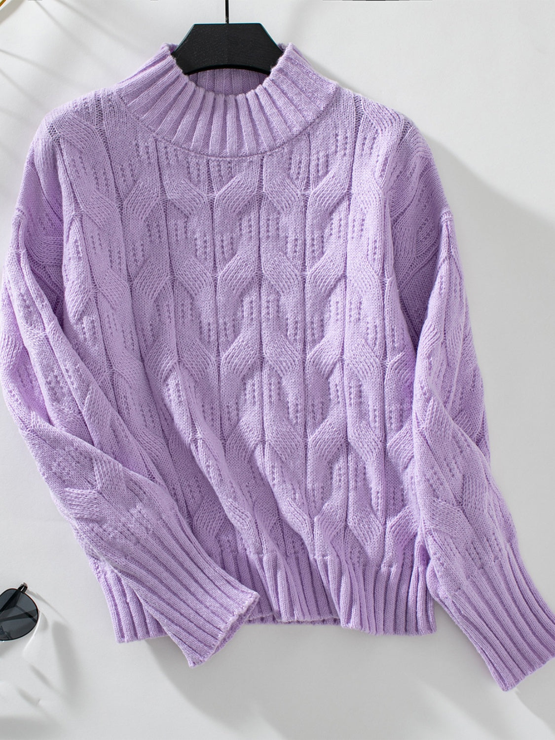 Teodora | Long-sleeved sweater with cable knit and stand-up collar