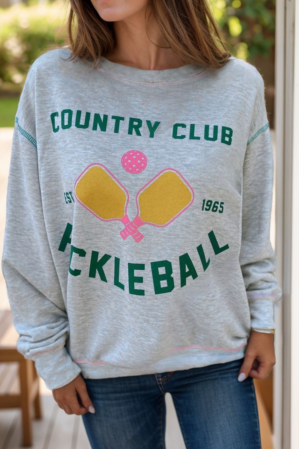 Consuelo | Pickleball sweatshirt with a crew neck and dropped shoulders