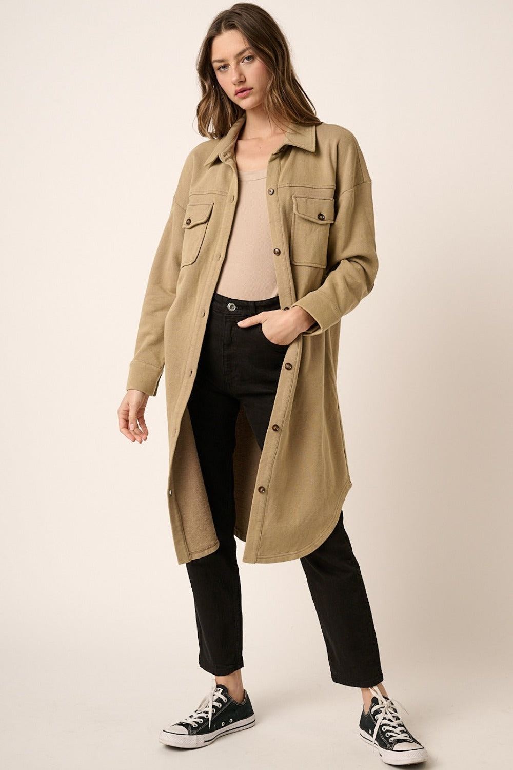 Inga | Mittoshop Acid Wash French Terry Longline Jacket