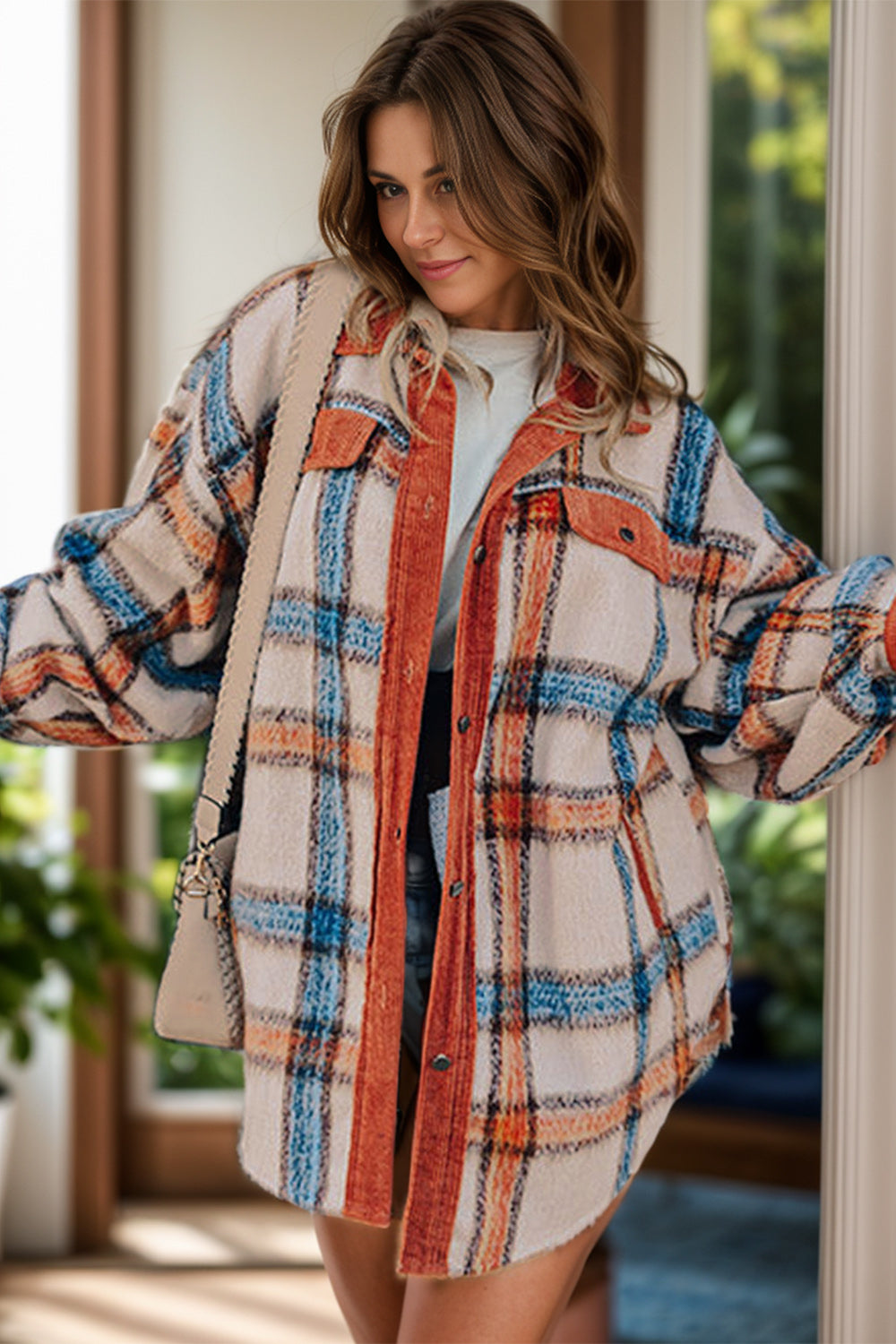 Damaris | Oversized checked button-down jacket
