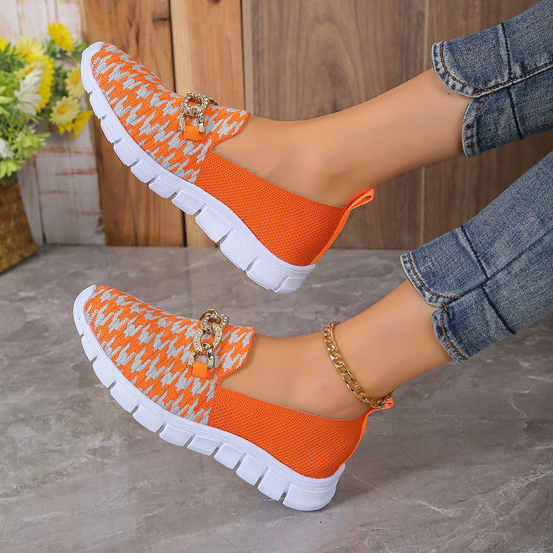 Renata® | Fashion Houndstooth Print Chain Mesh Shoes