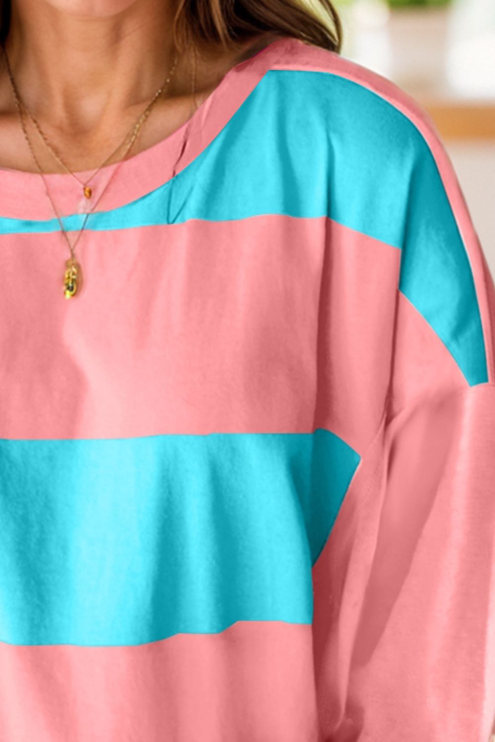 Julia | Color block long sleeve crew neck top
