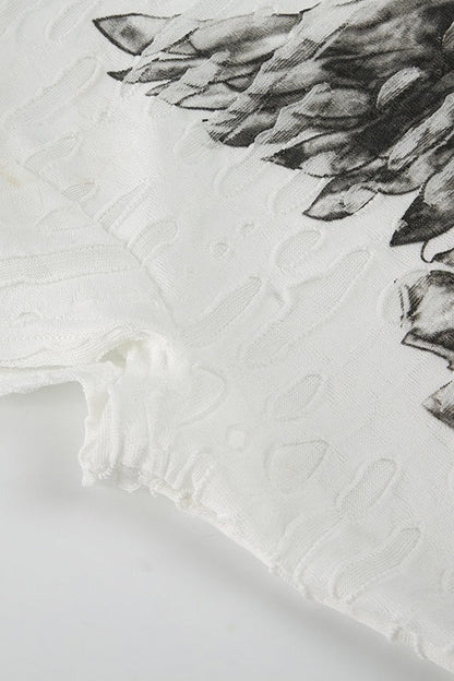 Gothic Dark Print Ripped Slim T-shirt