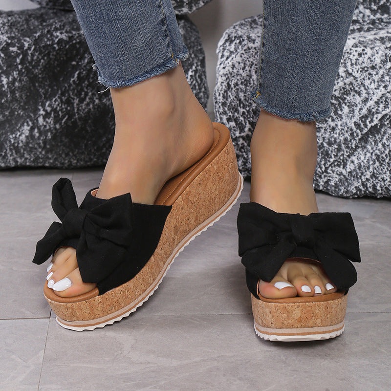 Rhiannon® | Fashion Bow Leopard Print Wedge Slippers