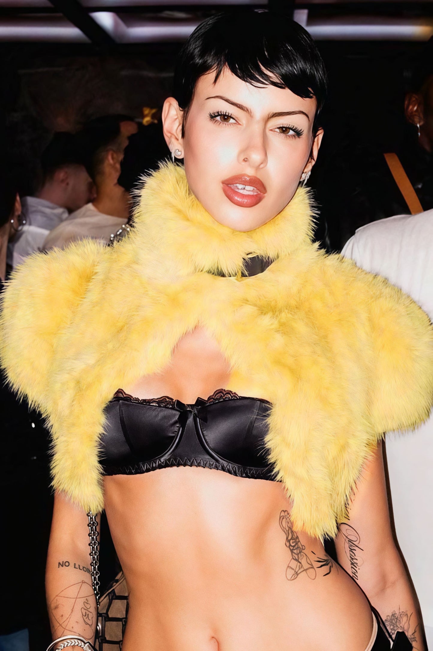 Solid Sexy Fuzzy Cropped Tie-front Vest