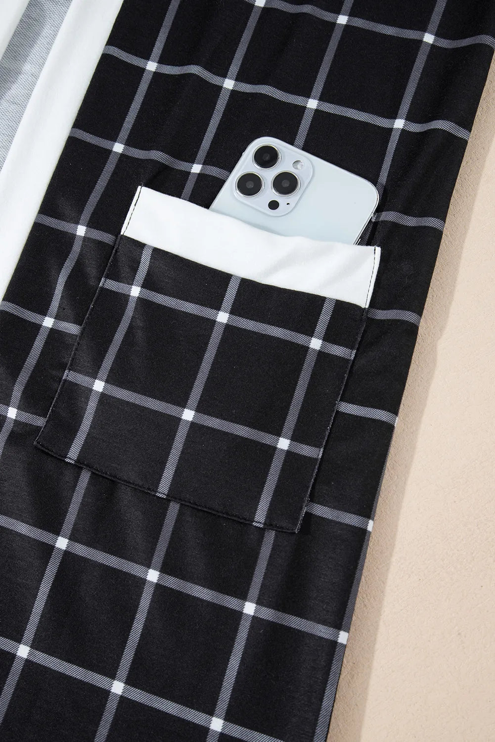 Nuria | Checked long sleeve cover with open front
