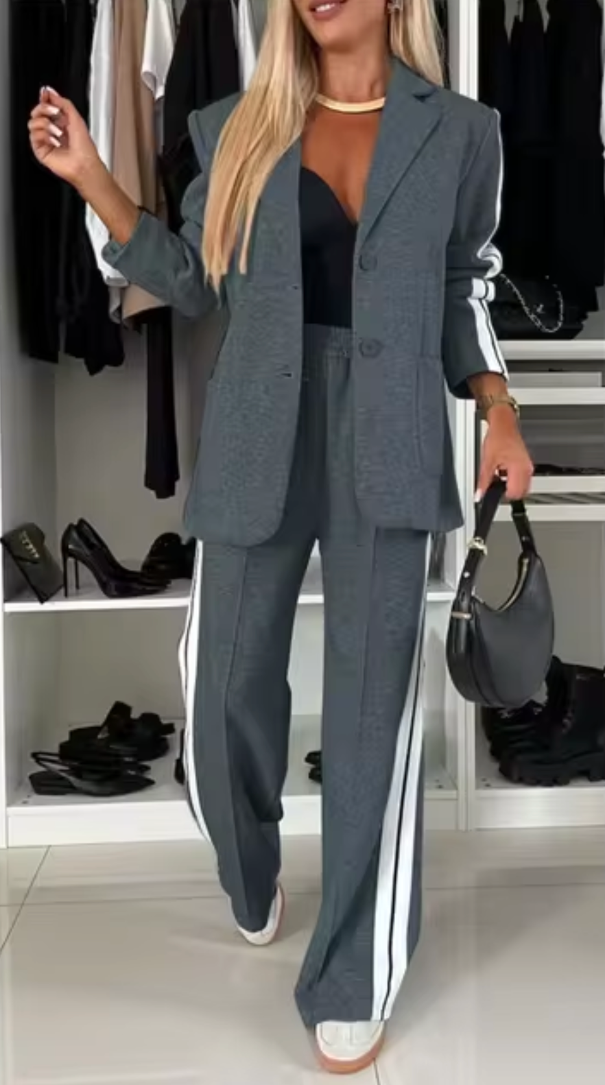 Nadia | Elegant cotton blazer and trousers set