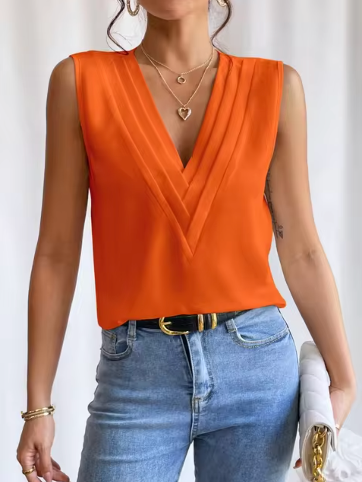 Emily® | Elegant V-Neck Sleeveless Top