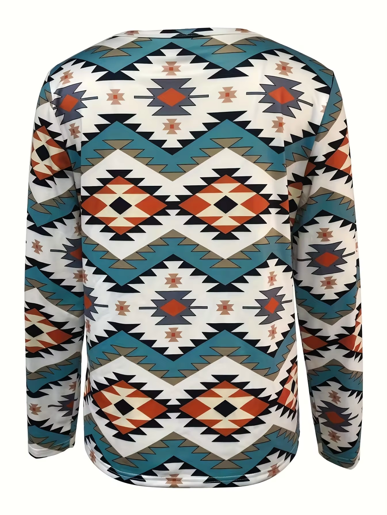 Graciela | Long-sleeved cotton T-shirt with a geometric print