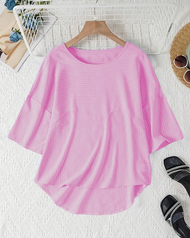 Soraya® | Striped Round-Neck Blouse With Half-Length Sleeves