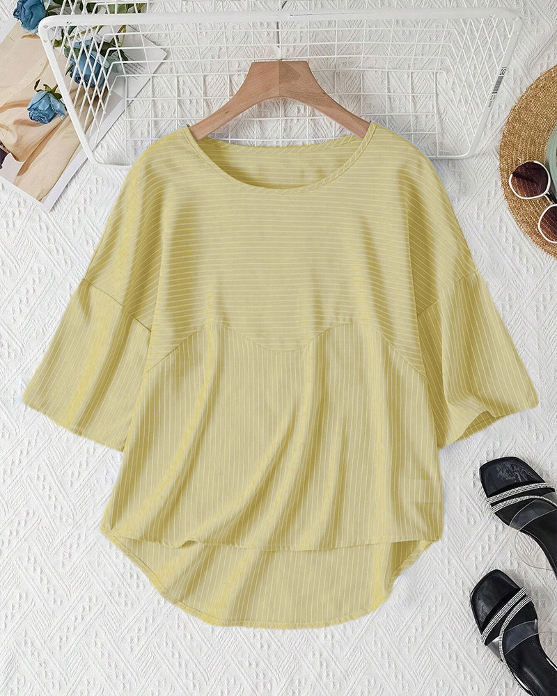Soraya® | Striped Round-Neck Blouse With Half-Length Sleeves