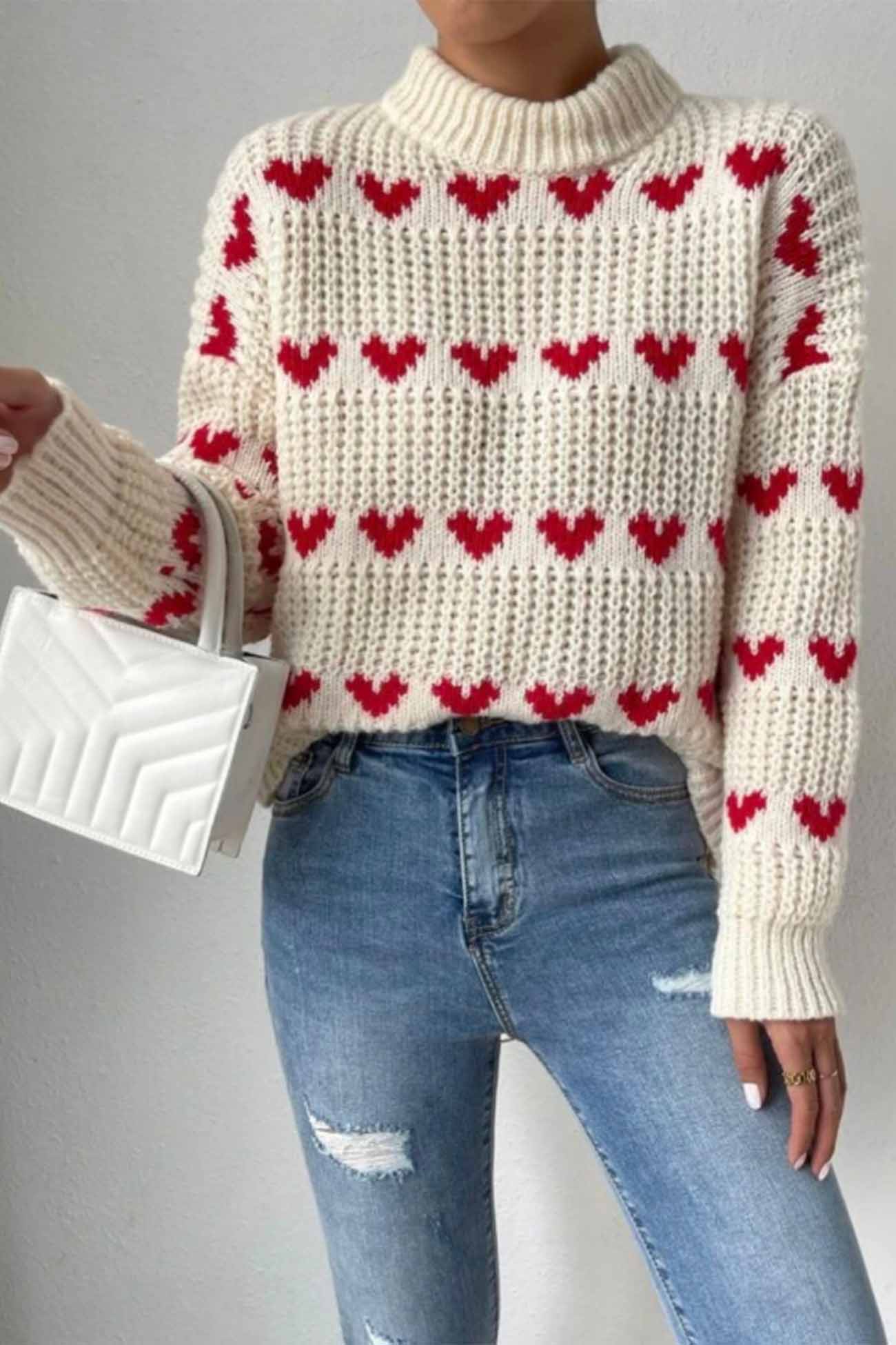 Heidi | Heart jacquard knit sweater