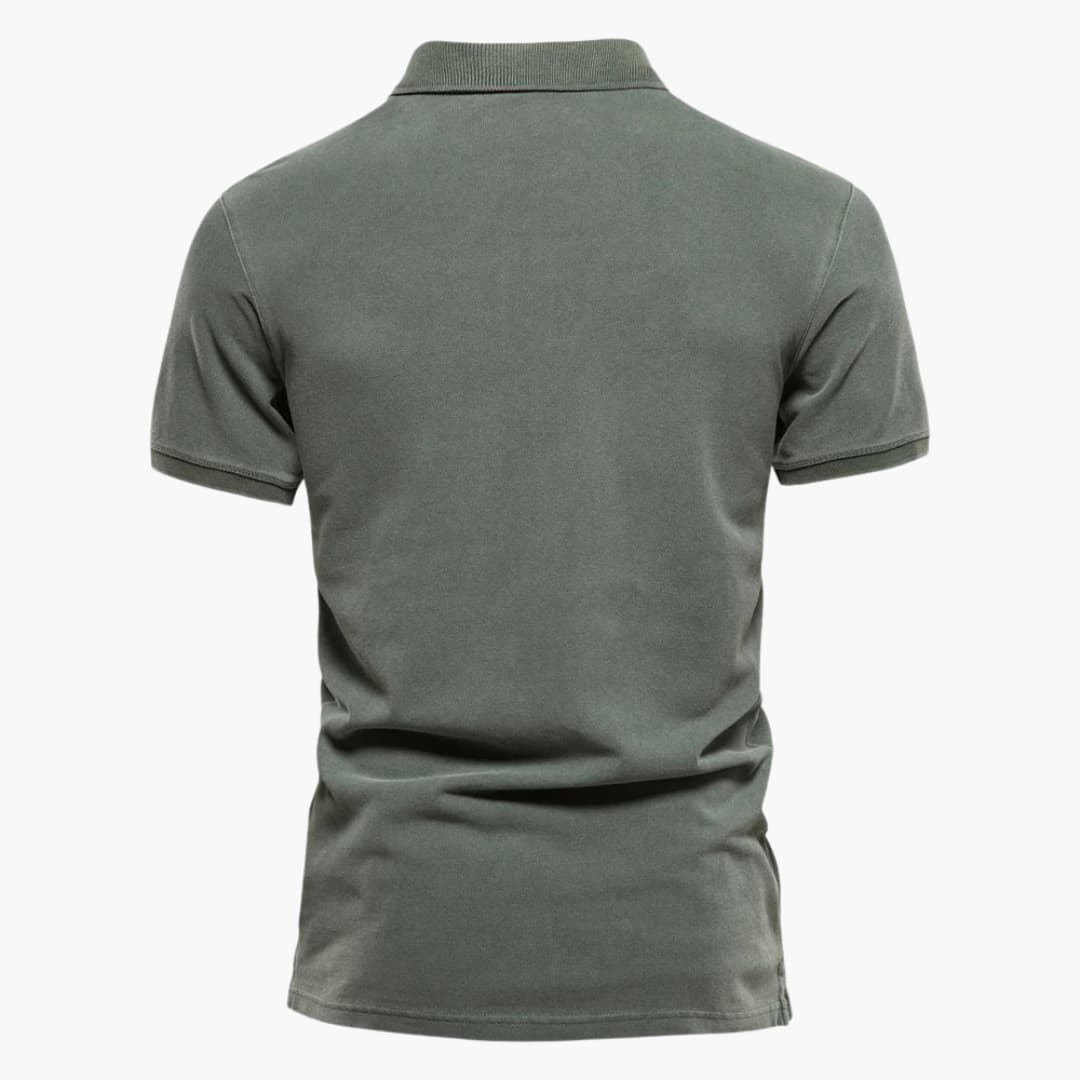 Men's Polo Shirt with Button Placket and Tapered Fit