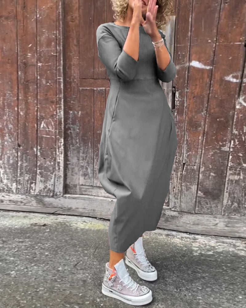Alice | Elegant, simple Prosta dress with long sleeves and pockets