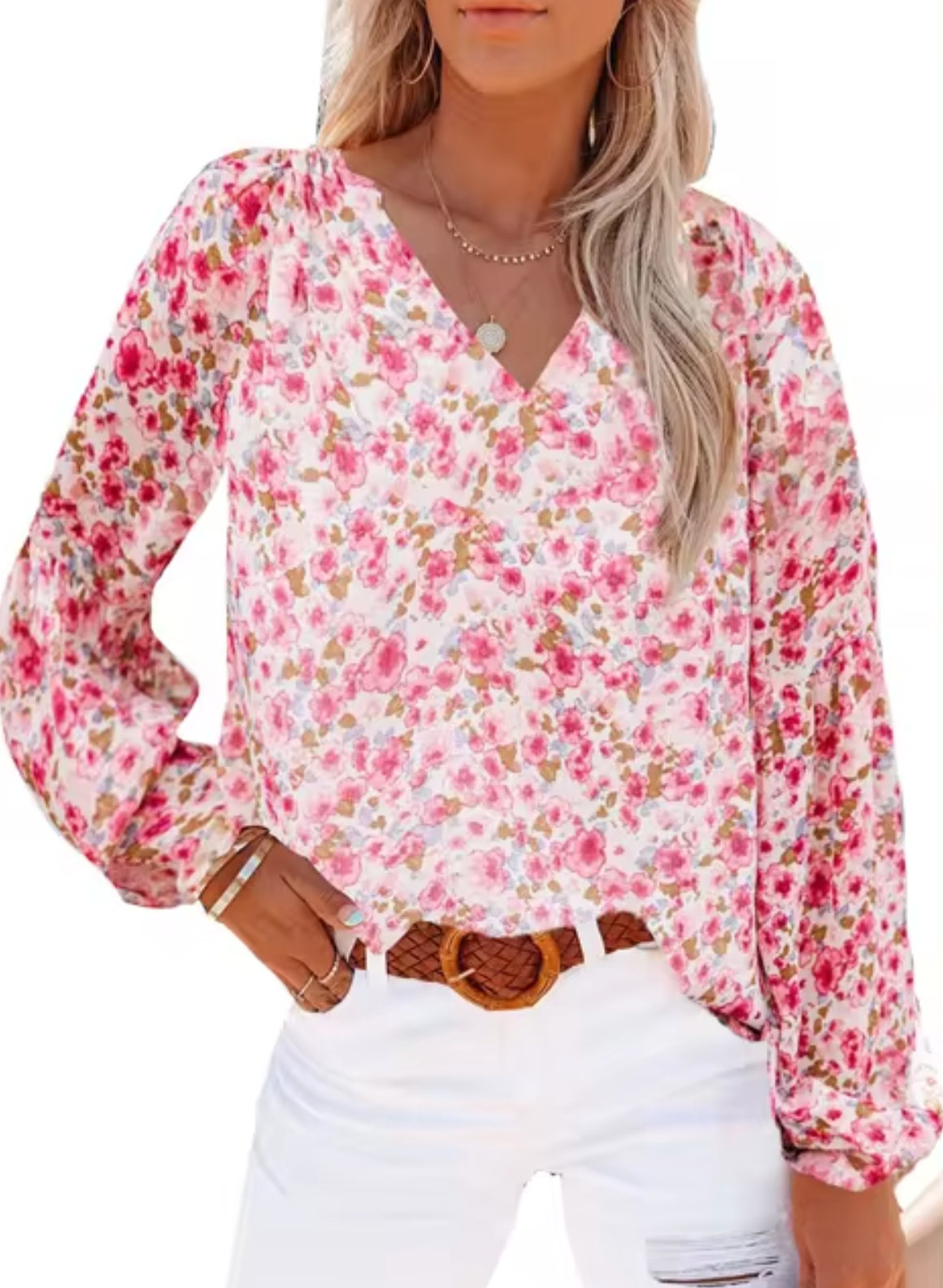 Ellie® | Floral Print Chiffon Blouse