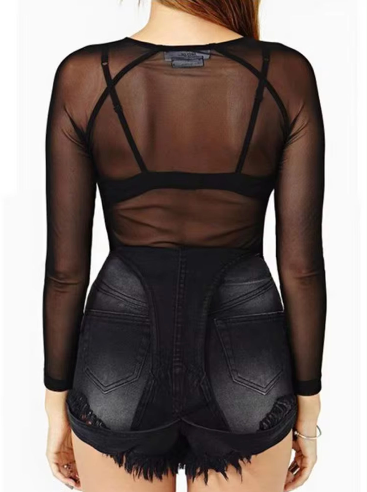 Katherine® | Long-Sleeved Sheer Shirt Made Of Mesh Fabric