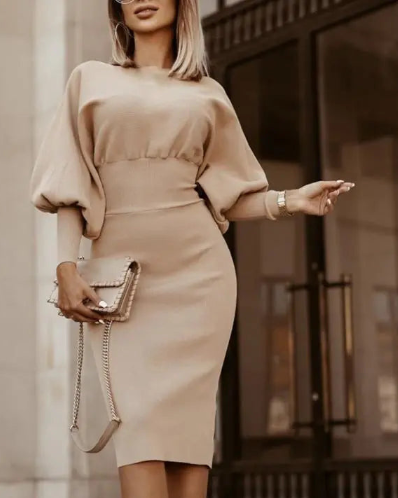 Naomi® | Elegant Midi Dress With Puff Sleeves
