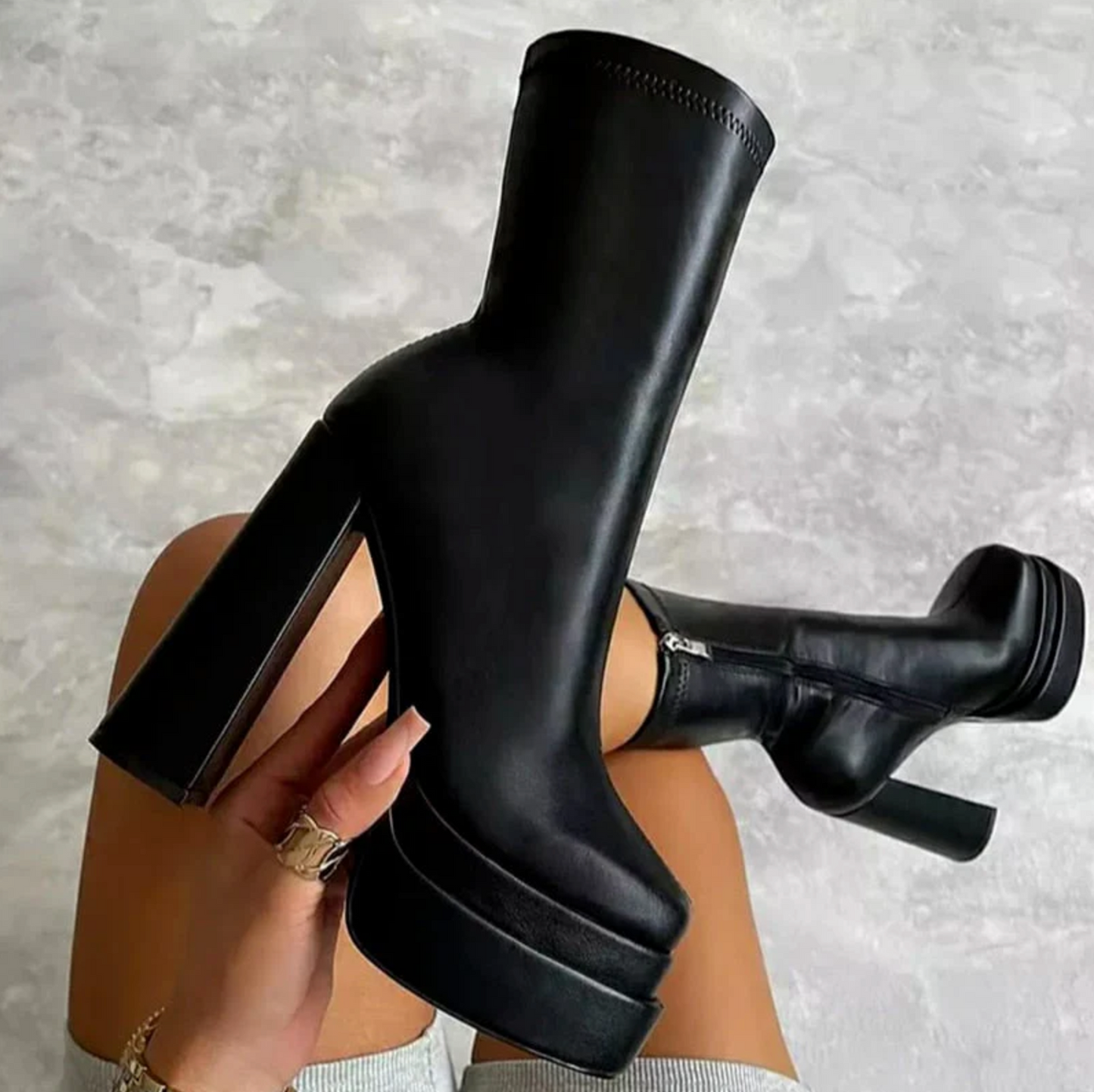 Giulia® | Leather Boots With Thick Heels