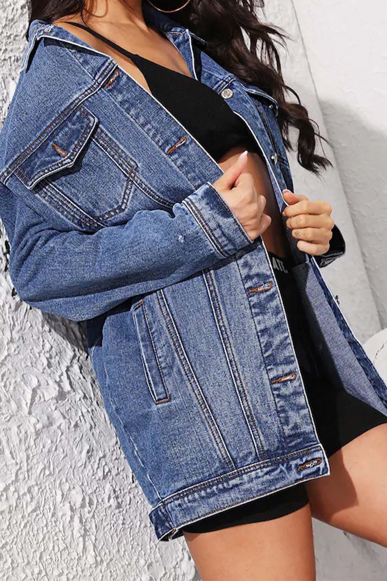 Josefa | Long-sleeved denim jacket with button placket and pockets