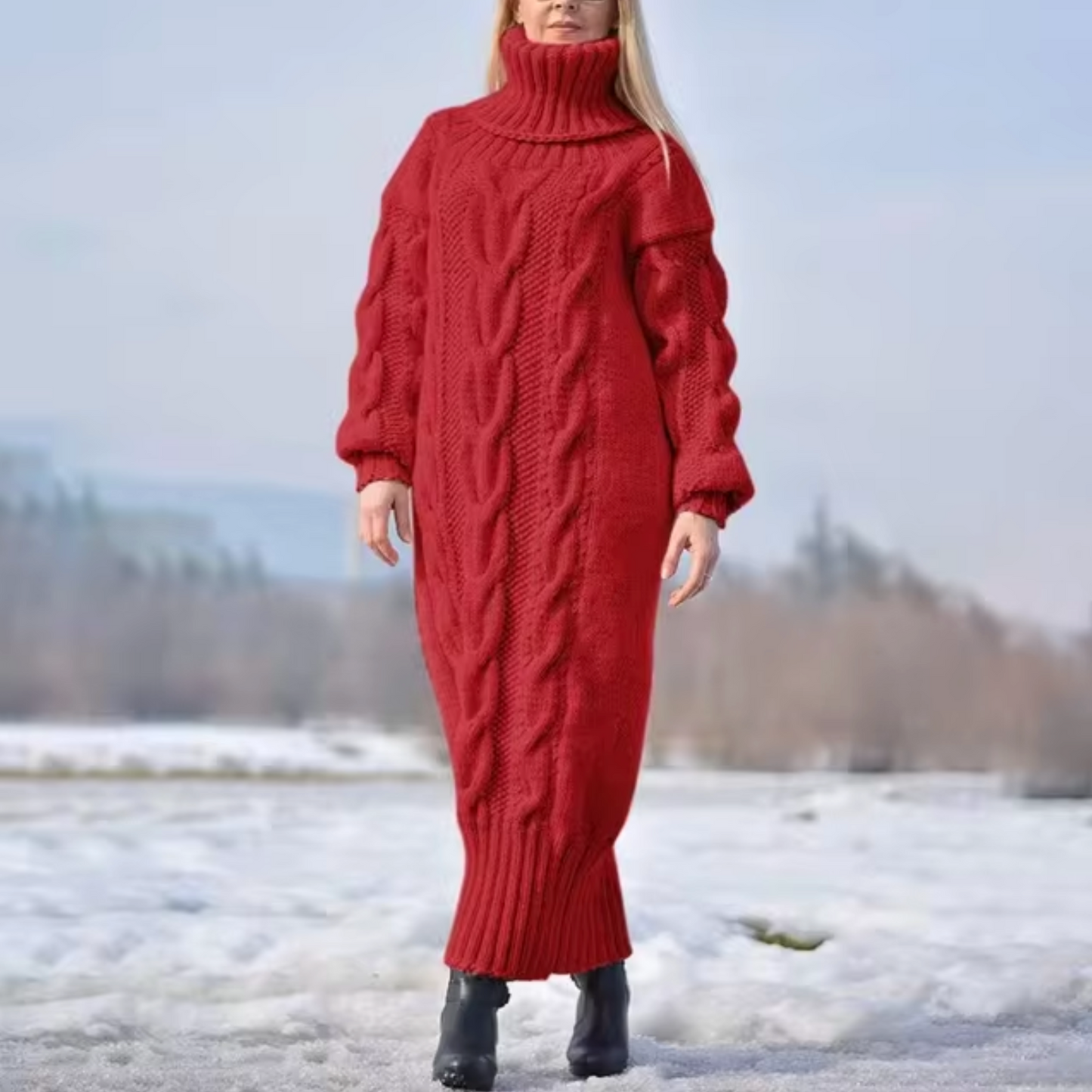 Maria Eugenia | Turtleneck sweater, long dress