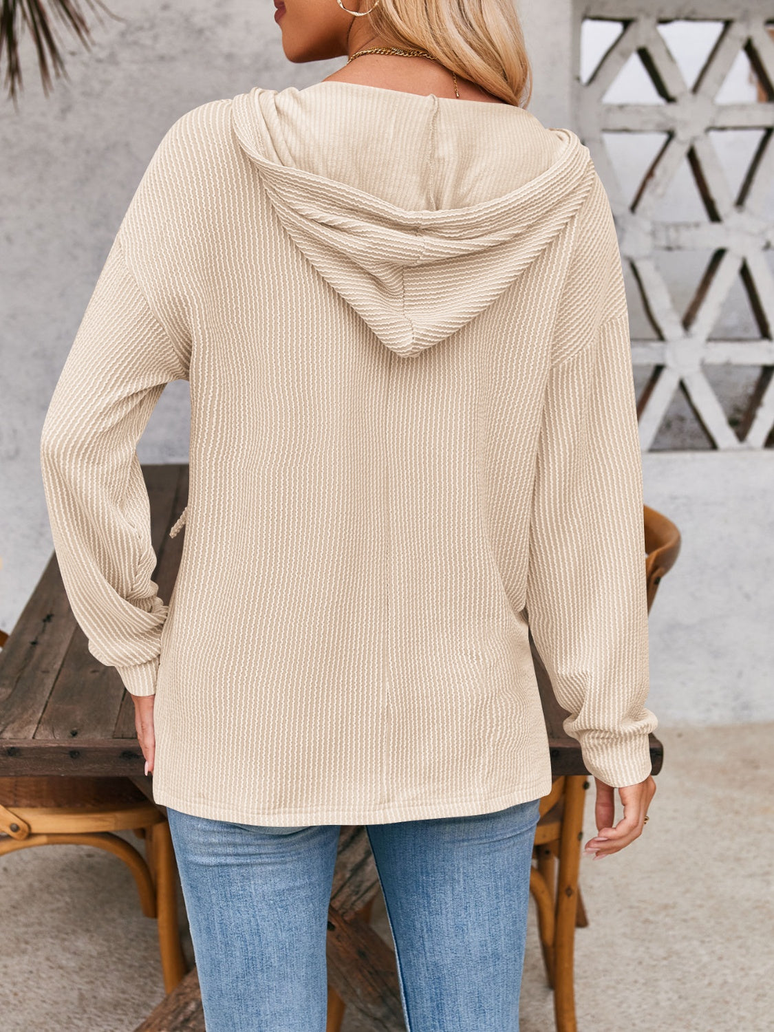 Melanie | Double Take hoodie with drawstring, dropped shoulder and long sleeves