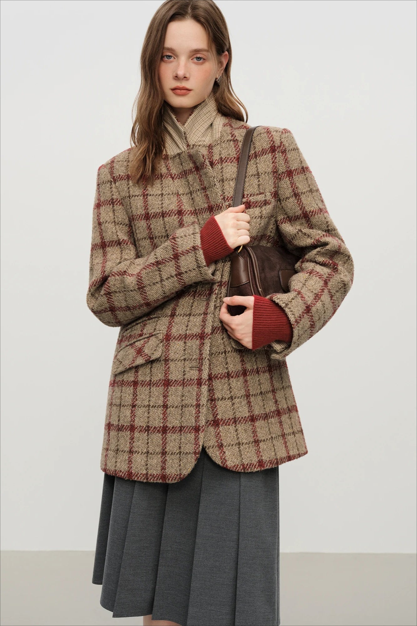 Retro Plaid Short Blazer Blazer