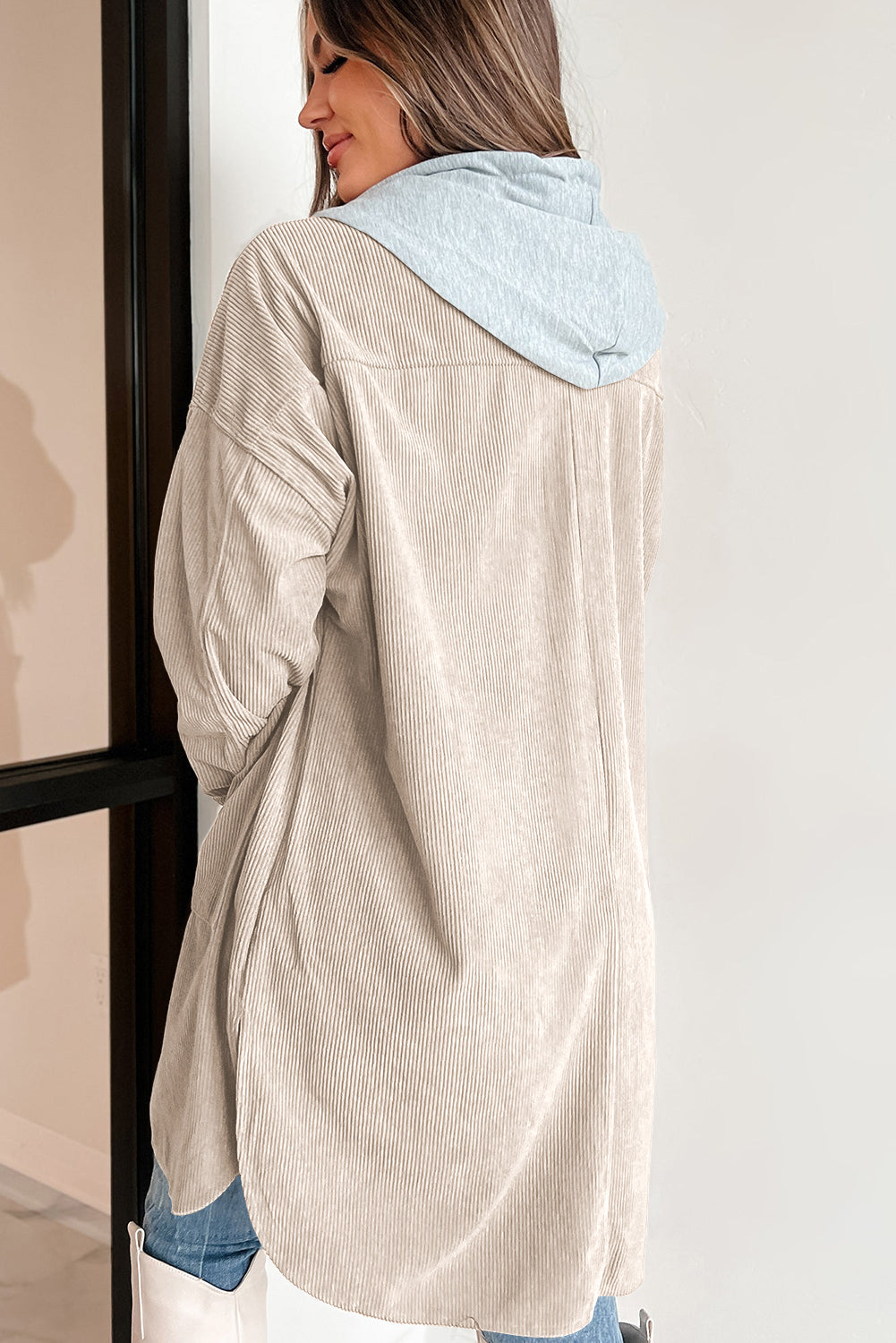 Belinda | Long sleeve hooded jacket with drawstring and buttons