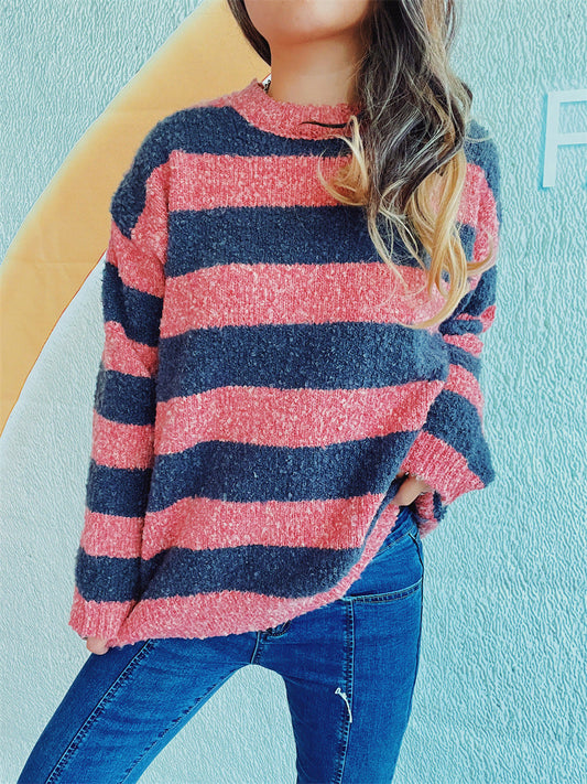 Katja | Striped long-sleeved sweater with a crew neck