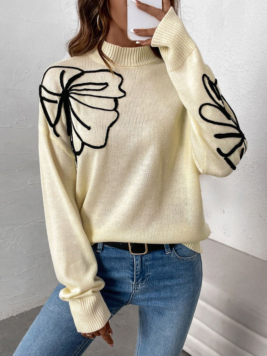 Lidia | Perfee long-sleeved sweater with stand-up collar and low shoulders