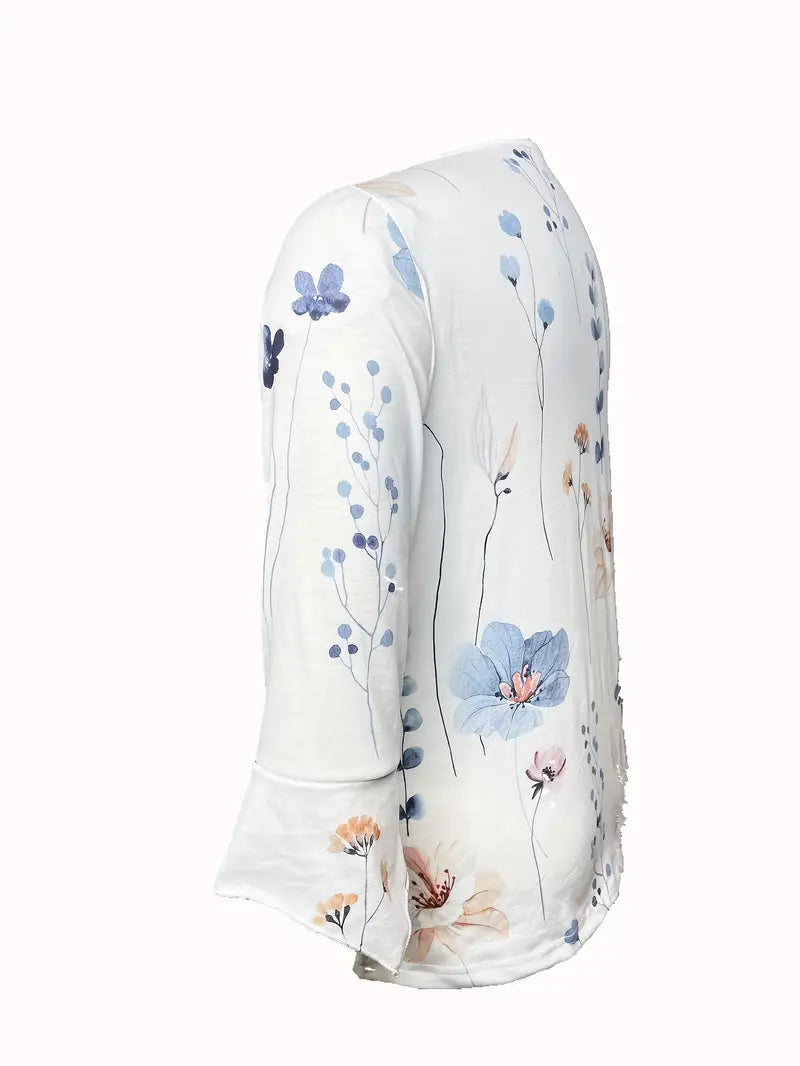 Morgan® | Floral Print Top With Buttons And Flared Sleeves