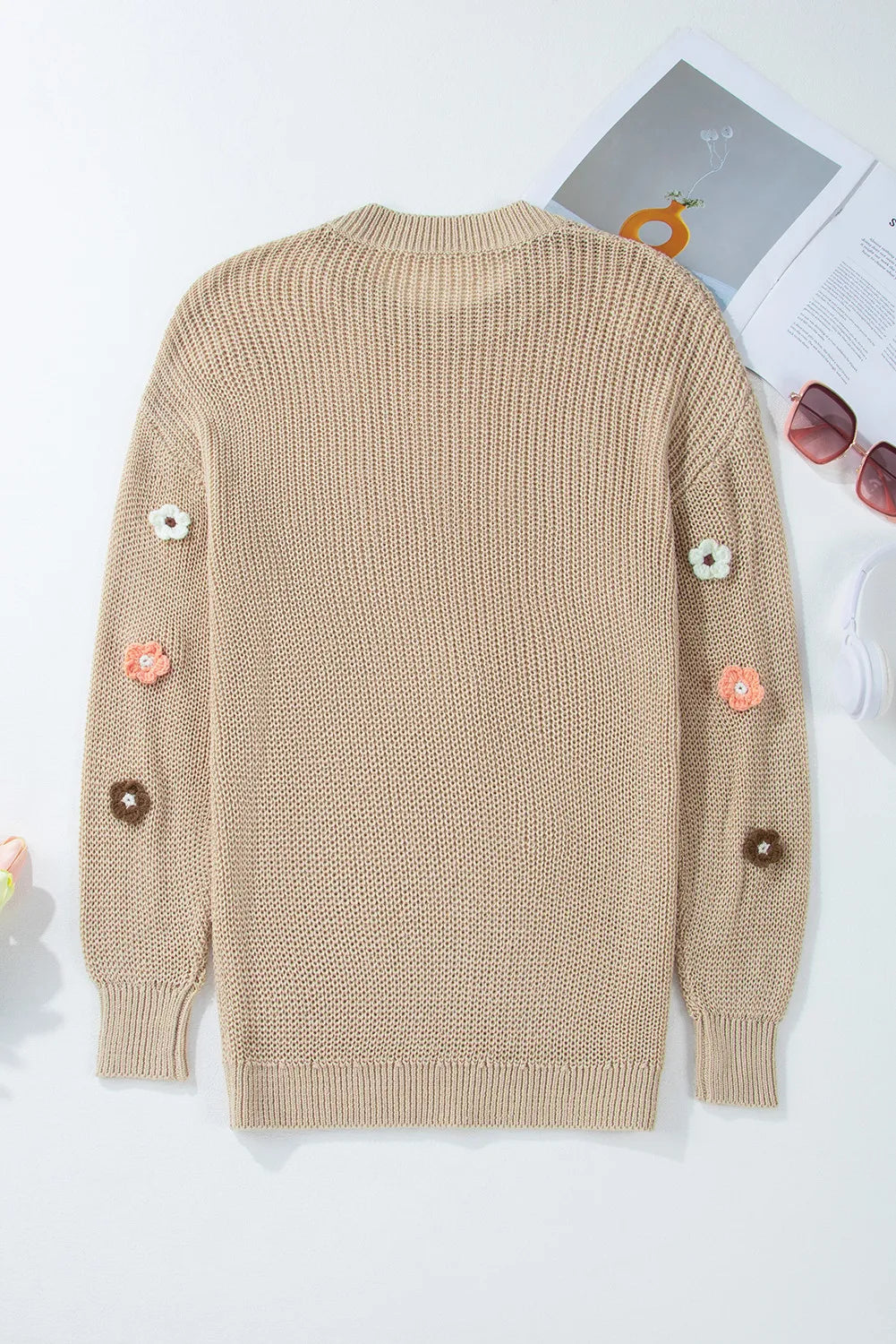 Romy | Long-sleeved sweater with a floral crew neck