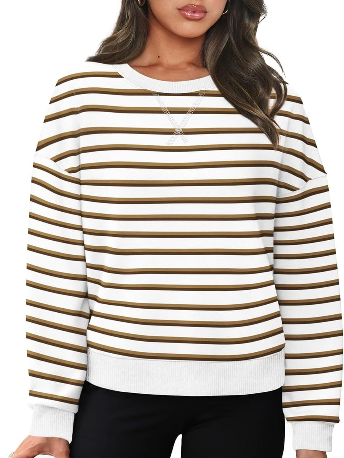 Andrea | Lovelet striped long sleeve crew neck sweatshirt