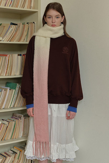 40% Wool Blend Contrast Color Tie-Dye Gradient Scarf