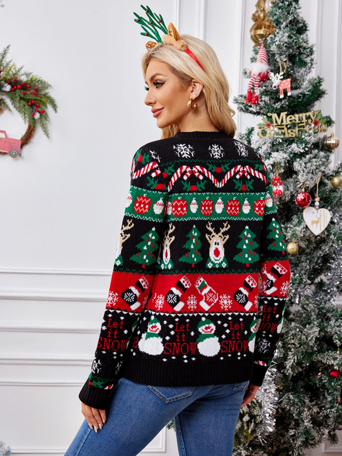 Claudette | Long-sleeved cardigan with reindeer buttons