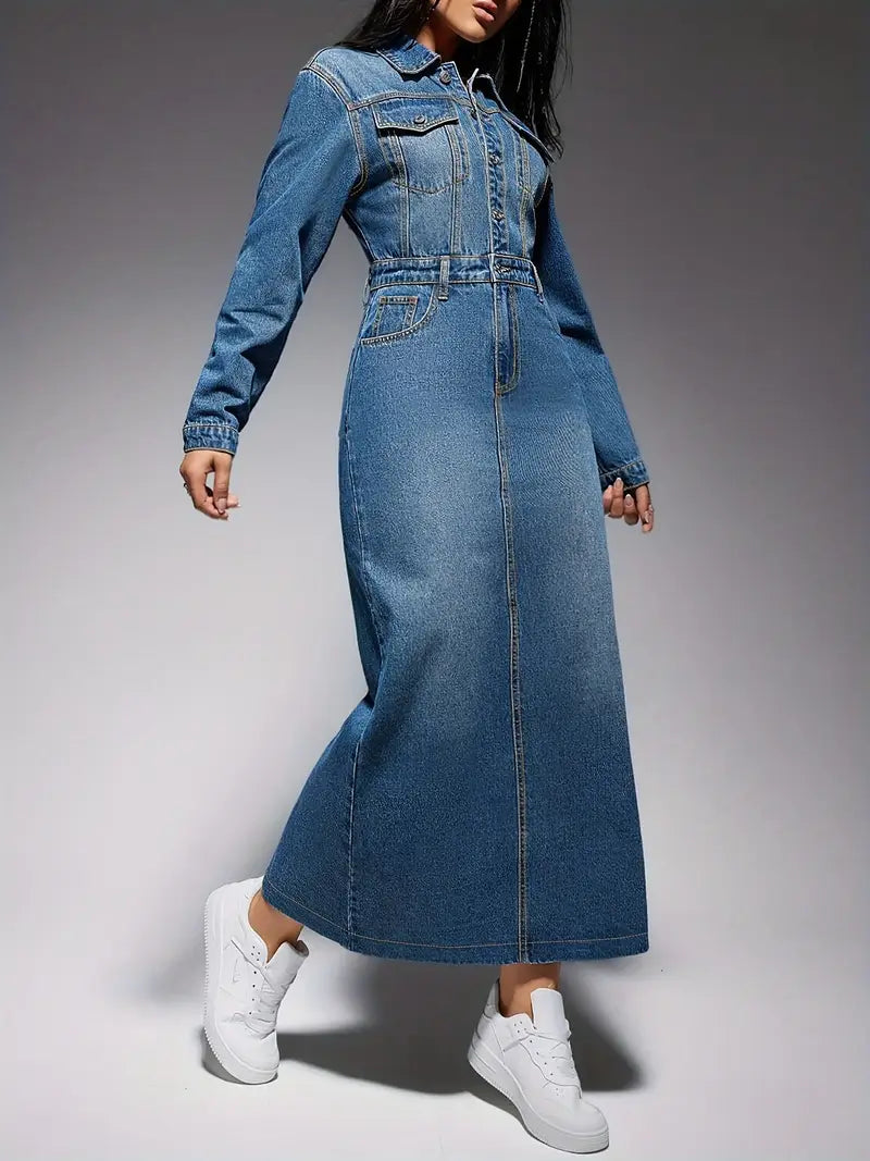 Zola® | Long-Sleeved Denim Maxi Dress