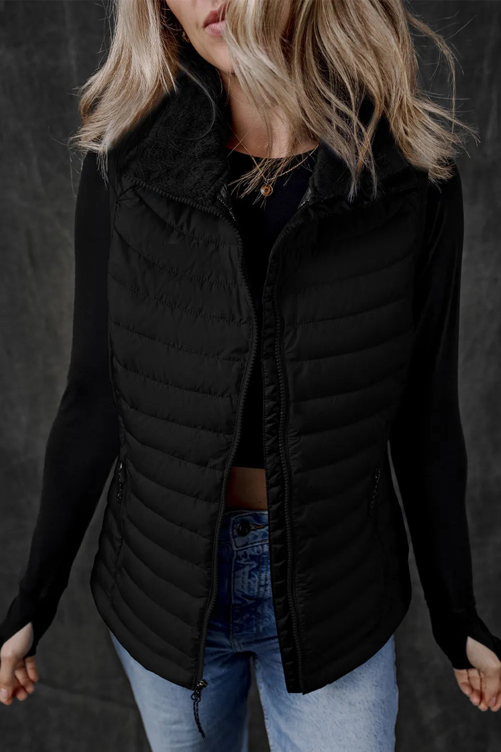 Silvia | Vest coat with zip and pockets