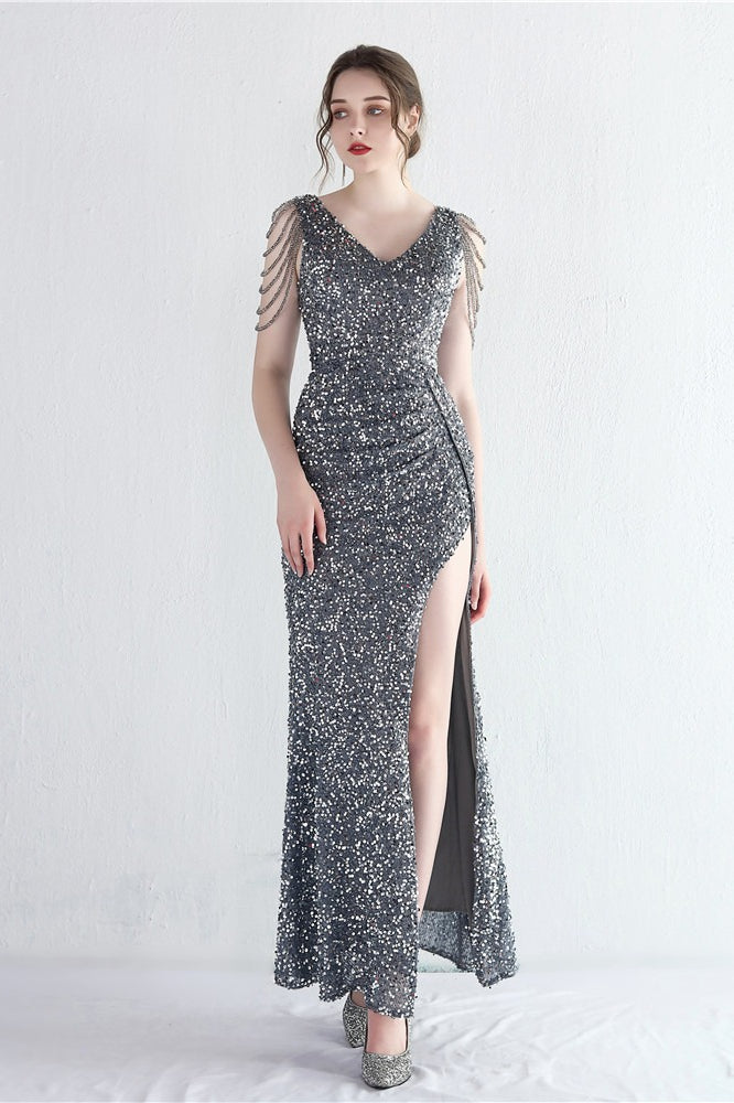 Statement Bead Mermaid Gown Formal Dress